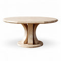 Eetkamertafel van marmer in beige met een ronde vorm 120 x 120 x 75cm