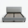 Bedframe met gestoffeerde hoofdsteun en lattenbodem in antraciet 200 x 160 x 100cm