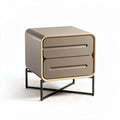 Nachtkastje met twee lades van MDF in taupe kleur en zwart metalen frame 60 x 50 x 45cm