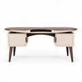 Luxe bureau van hout met afgeronde randen en opberglades 120 x 60 x 75cm