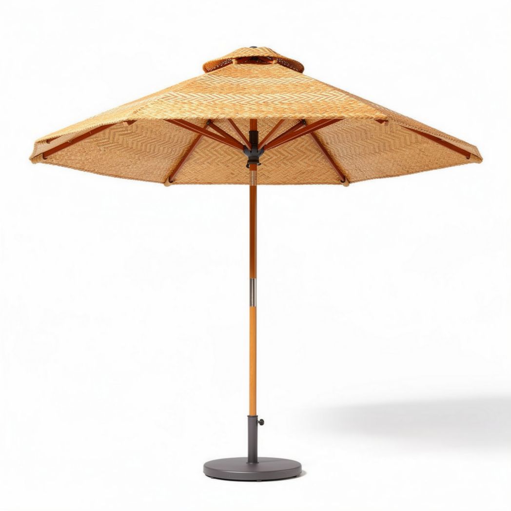 Parasol van bamboe met een diameter van 200 cm en een hoogte van 250 cm