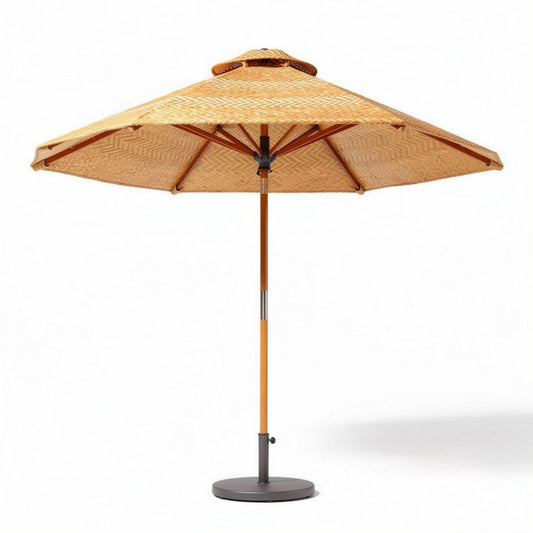 Parasol van bamboe met een diameter van 200 cm en een hoogte van 250 cm
