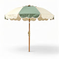 Parasoll met houten stok 180 x 180 x 240cm in groen en crème kleurstelling