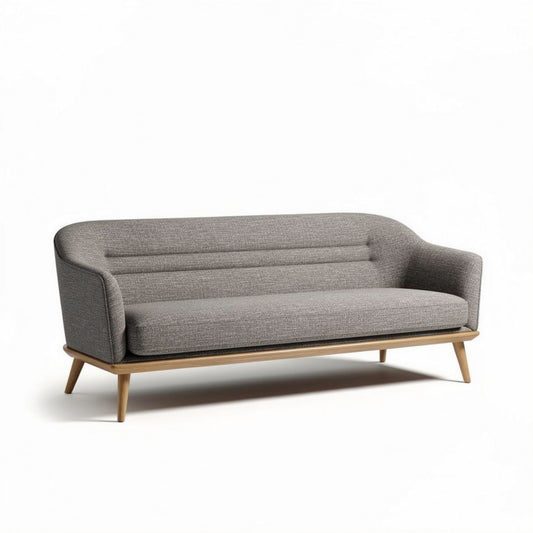 Grijze bank met houten poten 180 x 80 x 75cm voor woonkamer gebruik