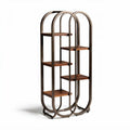 Houten boekenkast met metalen frame 180 x 70 x 30cm voor woonkamer opslag